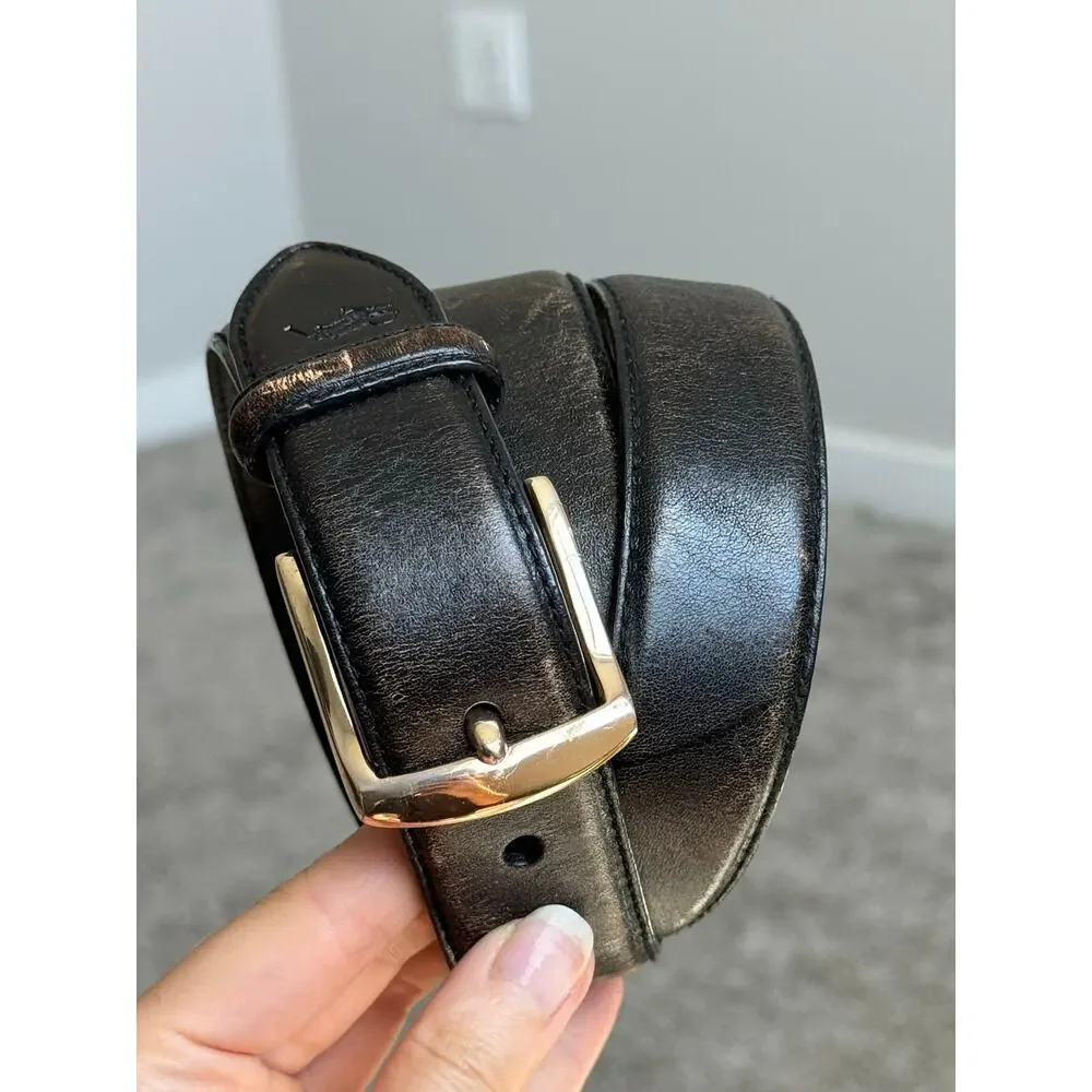 Polo Ralph Lauren Black Genuine Leather Belt 36/90 Old Money Classic Preppy
